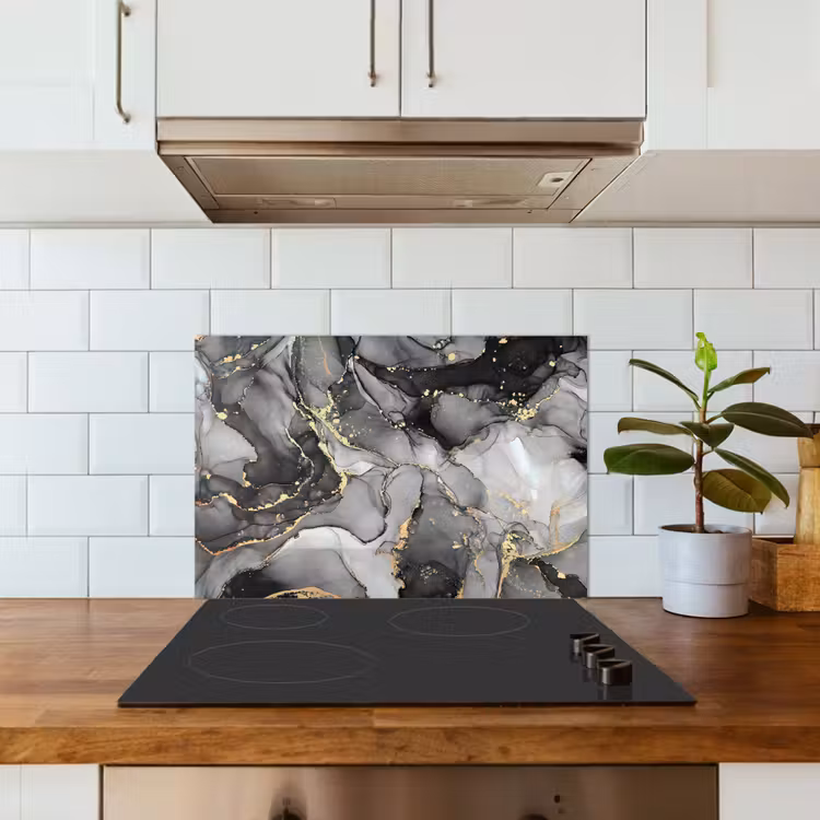 Grijs - Luxe - Goud - Marmer keuken achterwand spatscherm klein -sfeer2