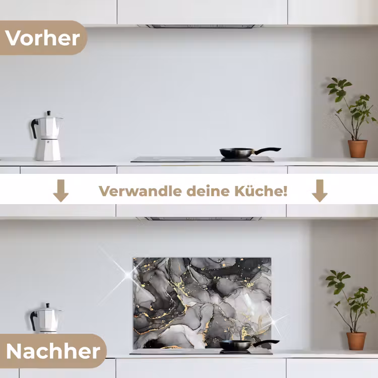 Grijs - Luxe - Goud - Marmer keuken achterwand spatscherm klein -voor_na_DE