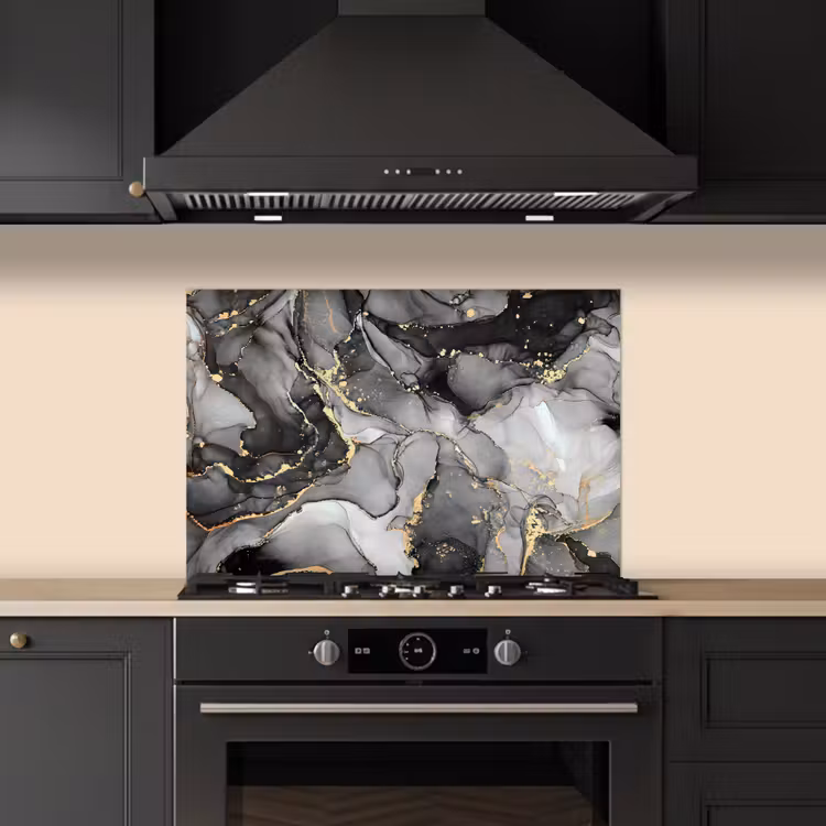 Grijs - Luxe - Goud - Marmer keuken achterwand spatscherm klein -sfeer1