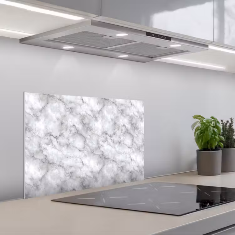 Grijs - Marmer - Klassiek - Aders keuken achterwand spatscherm klein 900 -3d_schuin
