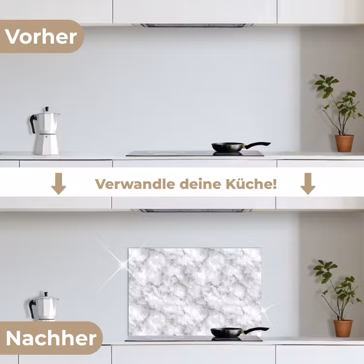 Grijs - Marmer - Klassiek - Aders keuken achterwand spatscherm klein 900 -voor_na_DE