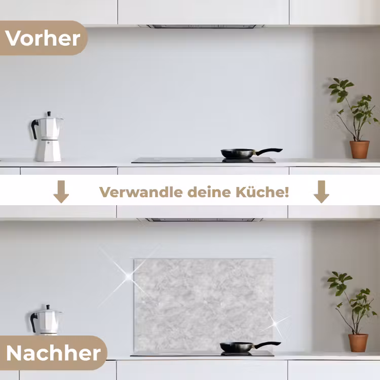Grijs - Marmer - Mat keuken achterwand spatscherm klein 900 -voor_na_DE