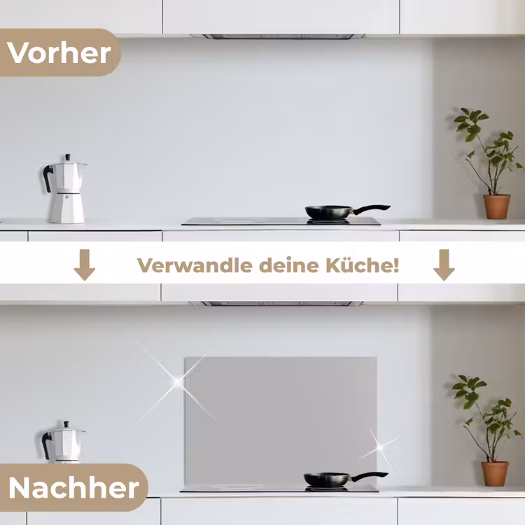 Grijs - Effen print keuken achterwand spatscherm klein 900 -voor_na_DE