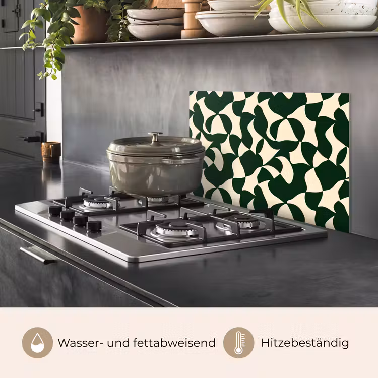 Groen - Organische vlakken - Crème keuken achterwand spatscherm klein 900 -usp_DE