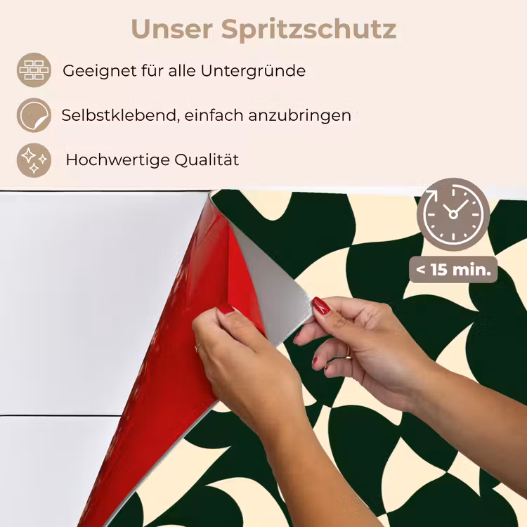 Groen - Organische vlakken - Crème keuken achterwand spatscherm klein 900 -spatscherm_DE