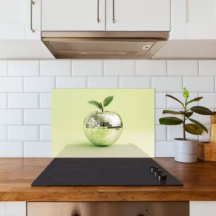Groen - Disco - Decoratie - Appel keuken achterwand spatscherm klein -sfeer2