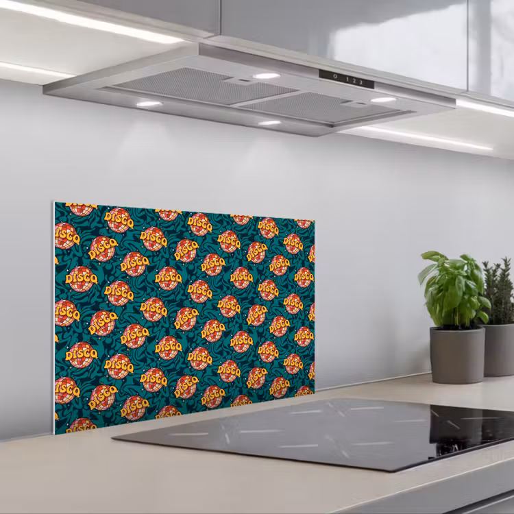 Groen - Disco - Patroon keuken achterwand spatscherm klein 900 -3d_schuin