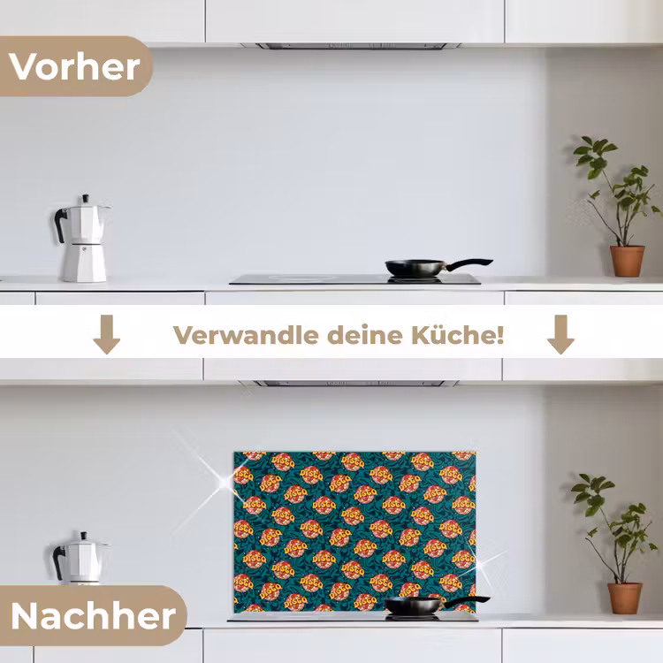 Groen - Disco - Patroon keuken achterwand spatscherm klein 900 -voor_na_DE