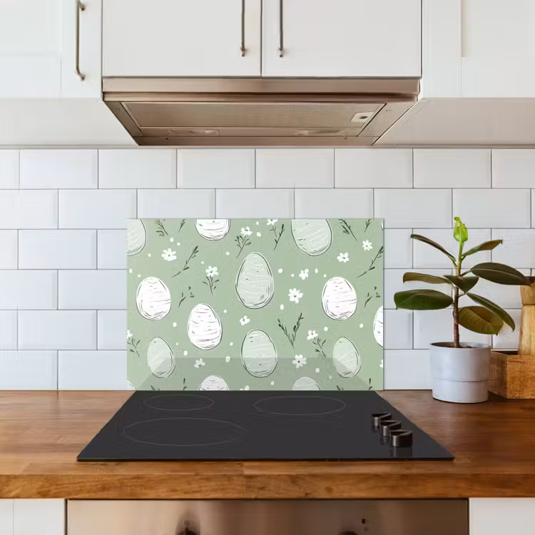 Groen - Eieren - Patroon keuken achterwand spatscherm klein -sfeer2