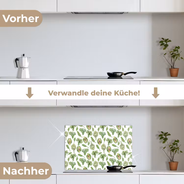 Groene - Groente - Broccoli - Artisjokken keuken achterwand spatscherm klein 900 -voor_na_DE