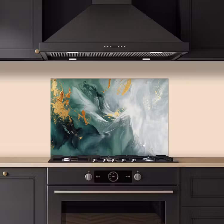 Groen - Modern - Marmer - Abstract keuken achterwand spatscherm klein -sfeer1