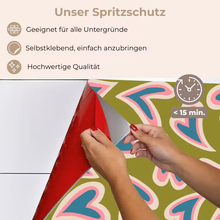 Groen - Retro - Hartjes - Patroon keuken achterwand spatscherm klein 900 -spatscherm_DE