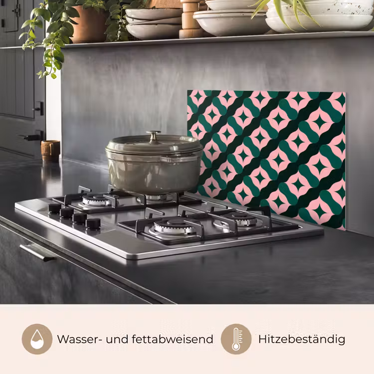 Groen - Roze - Retro - Sterren keuken achterwand spatscherm klein 900 -usp_DE