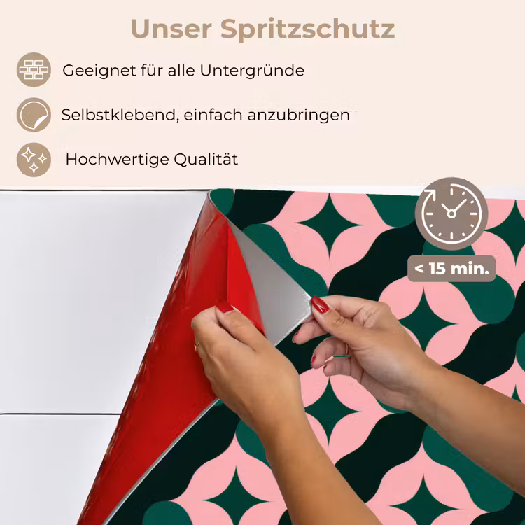 Groen - Roze - Retro - Sterren keuken achterwand spatscherm klein 900 -spatscherm_DE