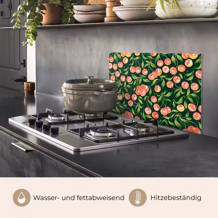 Groen - Rood - Kersen - Bladeren keuken achterwand spatscherm klein 900 -usp_DE