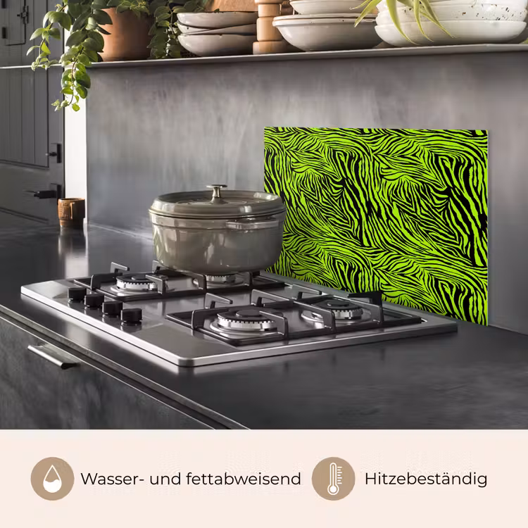 Groen - Zwart - Zebra keuken achterwand spatscherm klein 900 -usp_DE