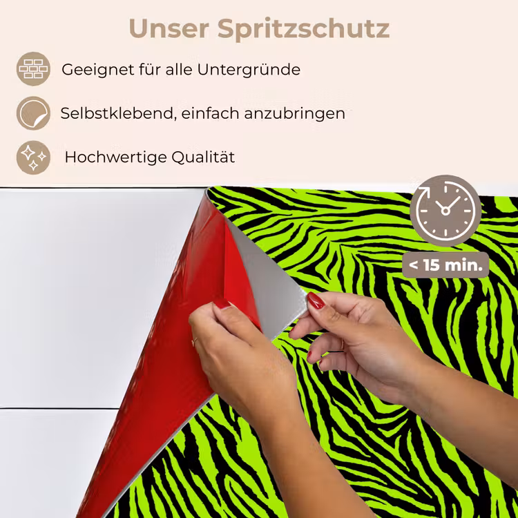 Groen - Zwart - Zebra keuken achterwand spatscherm klein 900 -spatscherm_DE