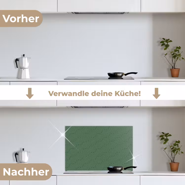 Groen - Strepen - Patroon keuken achterwand spatscherm klein 900 -voor_na_DE