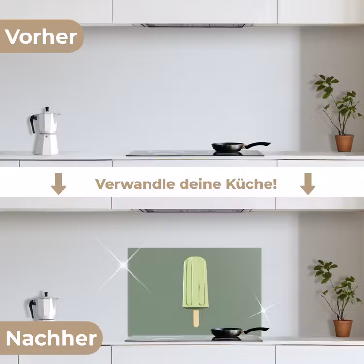 Groen - Waterijsje - Stokje - Illustratie keuken achterwand spatscherm klein -voor_na_DE