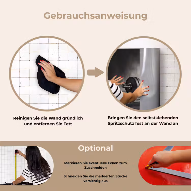 Halter - Gewichten - Zwart keuken achterwand spatscherm klein -gebruiksaanwijzing_DE