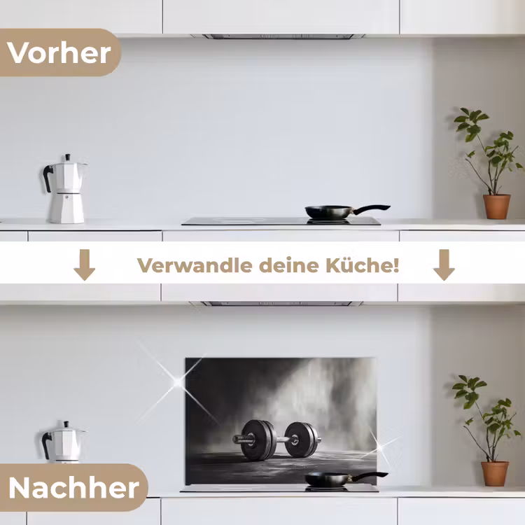 Halter - Gewichten - Zwart keuken achterwand spatscherm klein -voor_na_DE