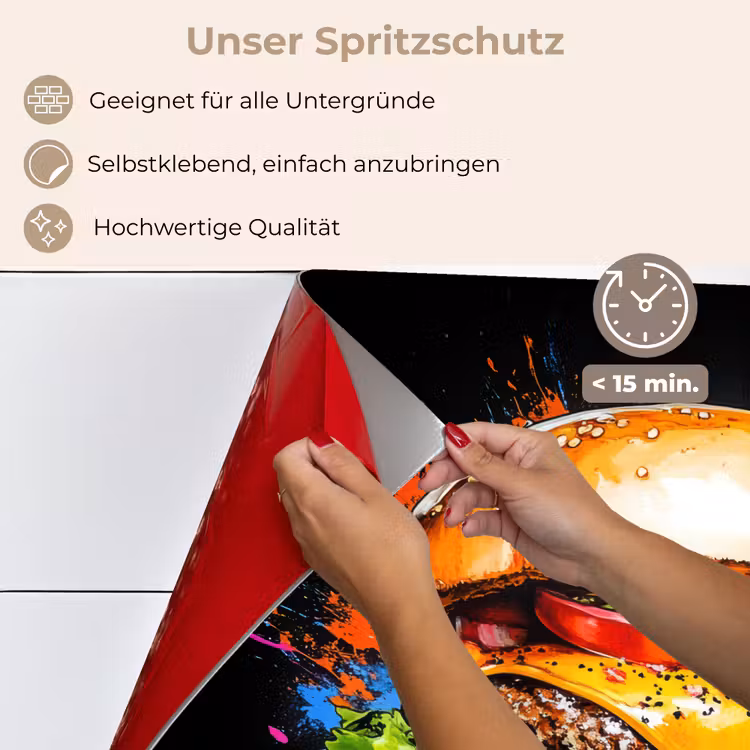 Hamburger - Graffiti - Verf - Kleurrijk - Eten - Abstract keuken achterwand spatscherm klein -spatscherm_DE