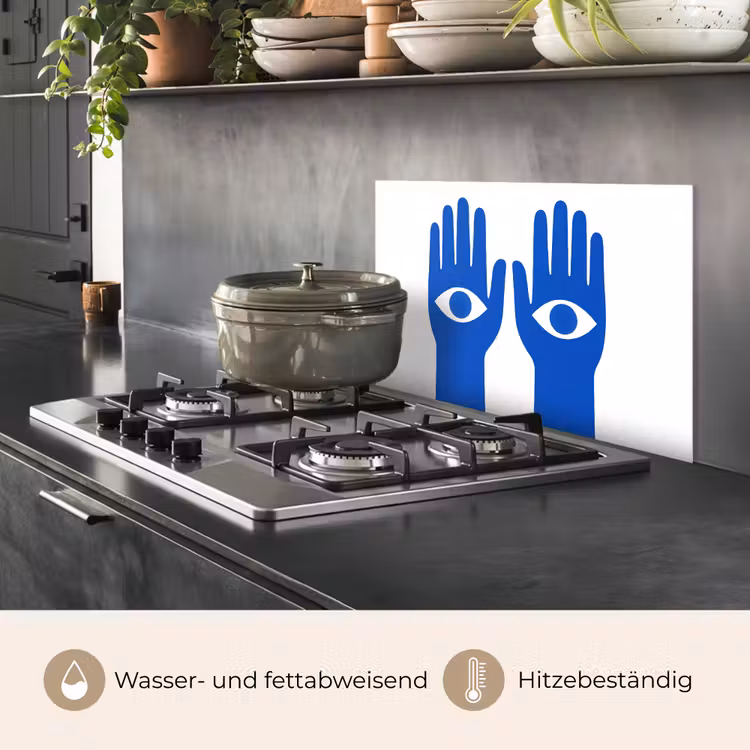 Handen - Twee - Ogen - Blauw keuken achterwand spatscherm klein -usp_DE