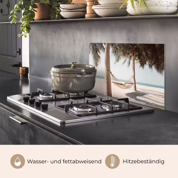 Hangmat - Palmbomen - Strand - Zee keuken achterwand spatscherm klein -usp_DE