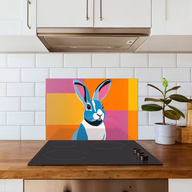 Haas - Kleurvakken - Oren - Roze keuken achterwand spatscherm klein -sfeer2