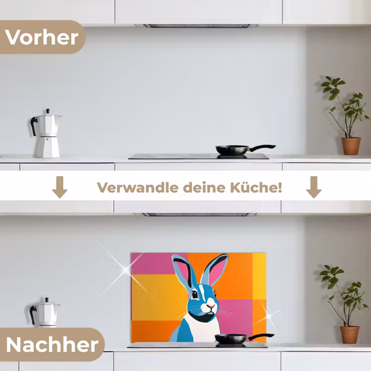 Haas - Kleurvakken - Oren - Roze keuken achterwand spatscherm klein -voor_na_DE