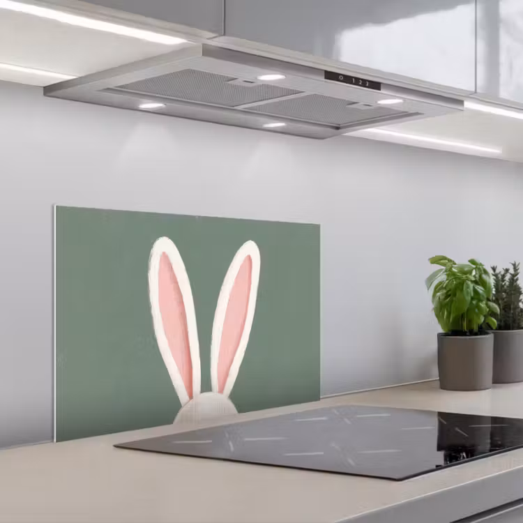Hazen - Oren - Roze keuken achterwand spatscherm klein -3d_schuin
