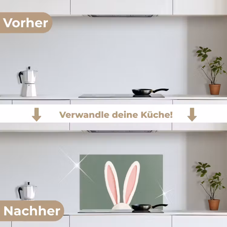 Hazen - Oren - Roze keuken achterwand spatscherm klein -voor_na_DE