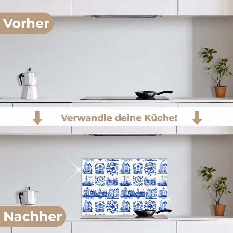 Huizen - Schepen - Blauw keuken achterwand spatscherm klein 900 -voor_na_DE