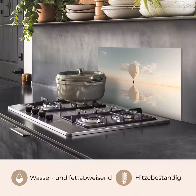 Luchtballon - Wolken - Water - Blauw keuken achterwand spatscherm klein -usp_DE