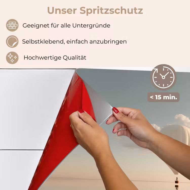 Luchtballon - Wolken - Water - Blauw keuken achterwand spatscherm klein -spatscherm_DE