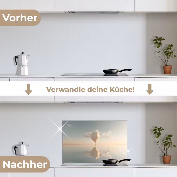 Luchtballon - Wolken - Water - Blauw keuken achterwand spatscherm klein -voor_na_DE