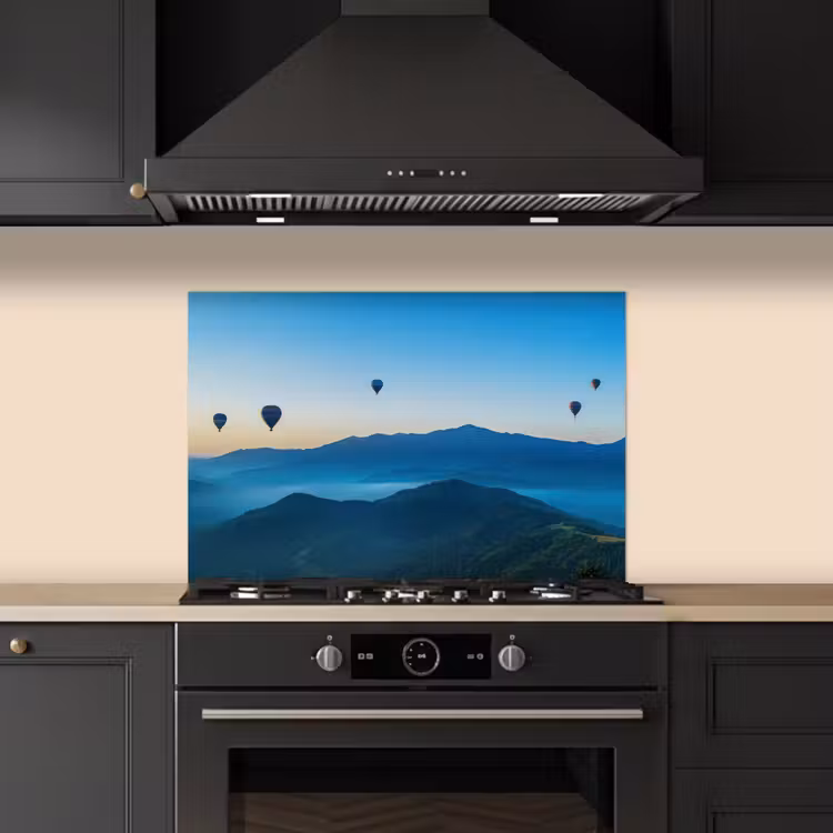 Luchtballonnen - Bergen - Zonsopgang - Landschap keuken achterwand spatscherm klein -sfeer1