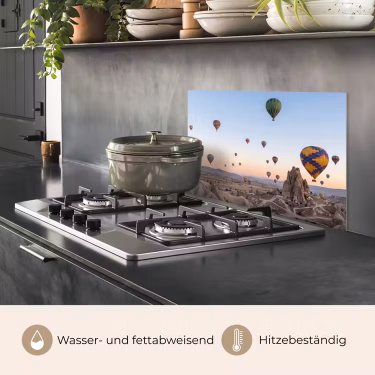 Luchtballonnen - Rotsen - Zonsopgang keuken achterwand spatscherm klein -usp_DE