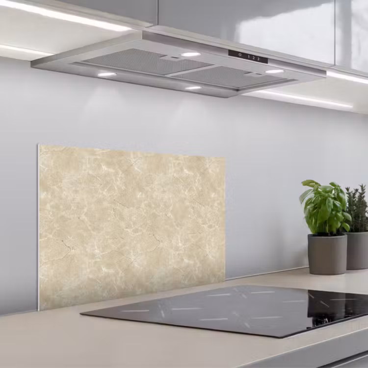 Lichtbeige - Marmer - Diffusie adering keuken achterwand spatscherm klein 900 -3d_schuin