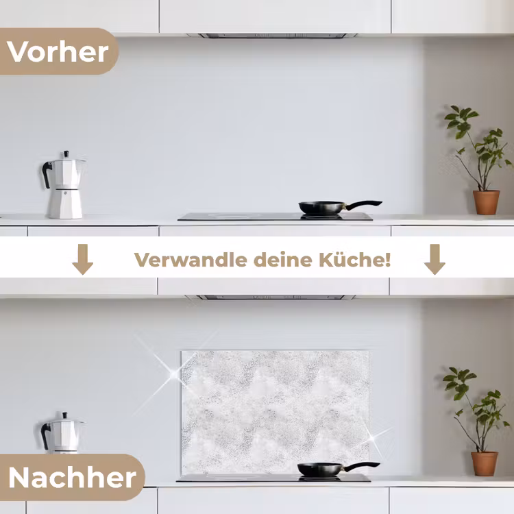 Lichtgrijs - Ruw - Subtiel keuken achterwand spatscherm klein 900 -voor_na_DE