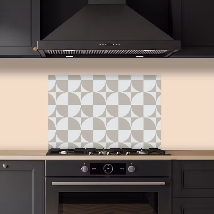 Lichtgrijs - Wit - Vierkant - Rond keuken achterwand spatscherm klein 900 -sfeer1