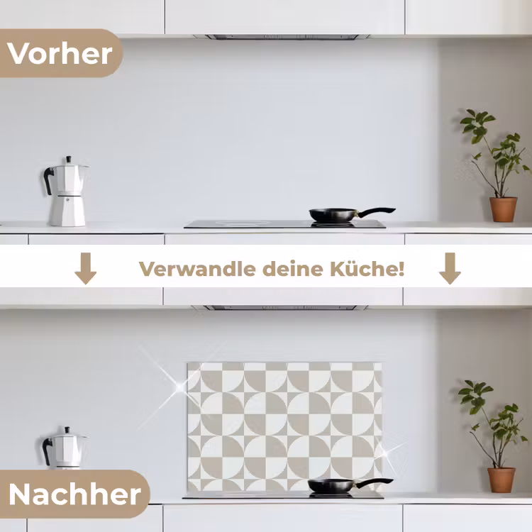 Lichtgrijs - Wit - Vierkant - Rond keuken achterwand spatscherm klein 900 -voor_na_DE