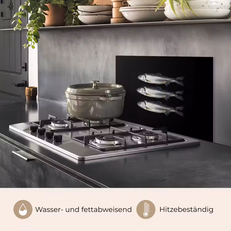 Haring - Vissen - Zwart keuken achterwand spatscherm klein -usp_DE