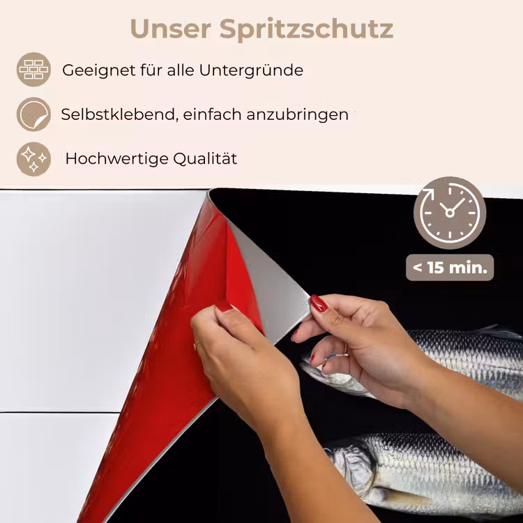 Haring - Vissen - Zwart keuken achterwand spatscherm klein -spatscherm_DE