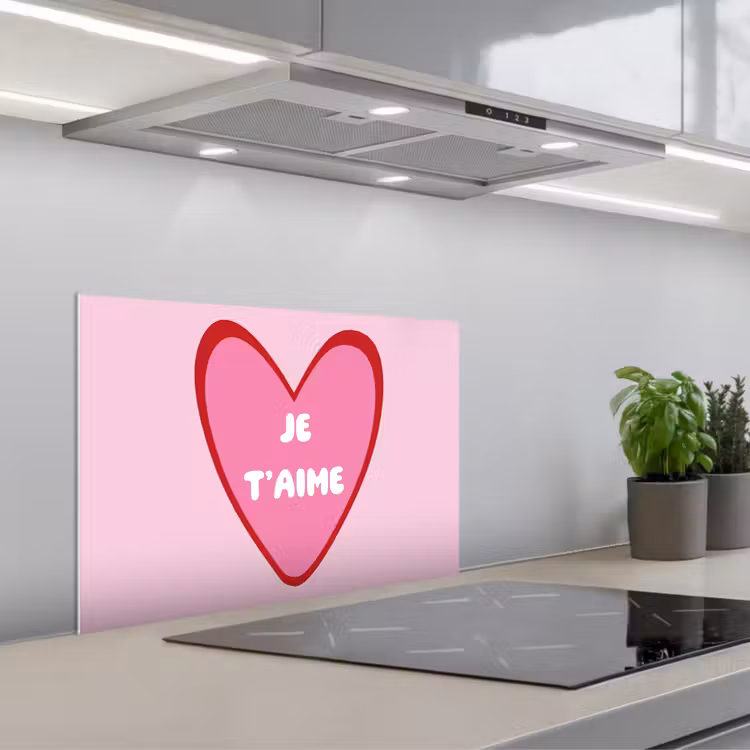 Küchenrückwand - Herz - Französisch - Valentinstag - Rosa