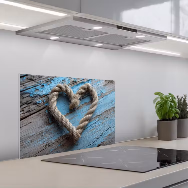Hart - Touw - Hout - Rustiek keuken achterwand spatscherm klein -3d_schuin