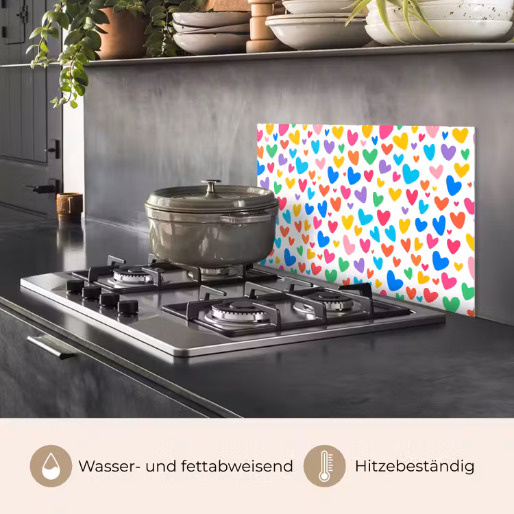 Hartjes - Kleurrijk - Patroon - Levendig keuken achterwand spatscherm klein -usp_DE