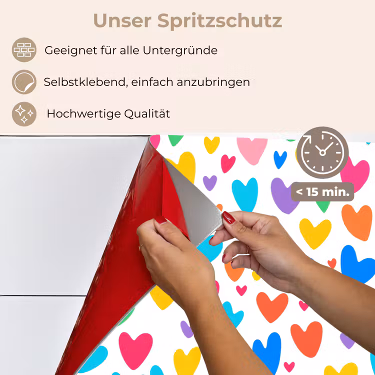 Hartjes - Kleurrijk - Patroon - Levendig keuken achterwand spatscherm klein -spatscherm_DE