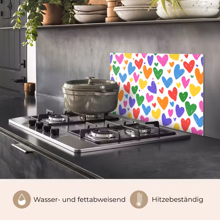 Hartjes - Patroon - Kleurrijk keuken achterwand spatscherm klein -usp_DE