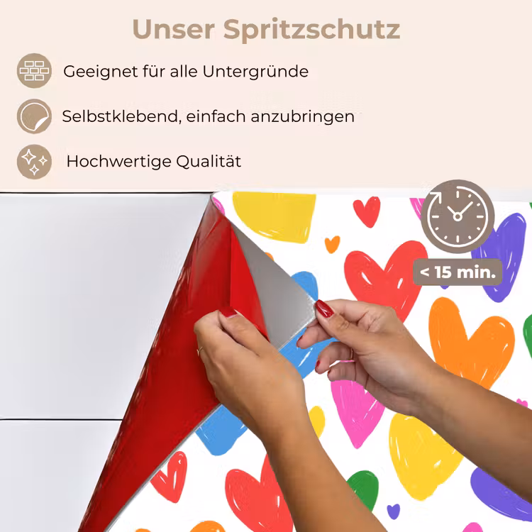 Hartjes - Patroon - Kleurrijk keuken achterwand spatscherm klein -spatscherm_DE